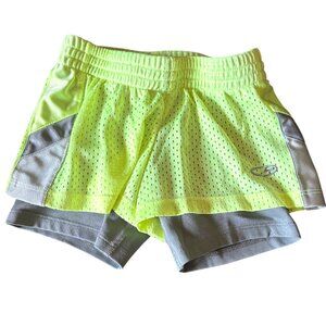 C9 by Champion girl's yellow and gray double layer athletic shorts sz XS (4-5)